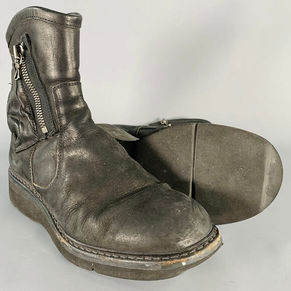 JULIUS_7 Size 9.5 Black Leather Zip Up Ankle Boots - Picture 5 of 8